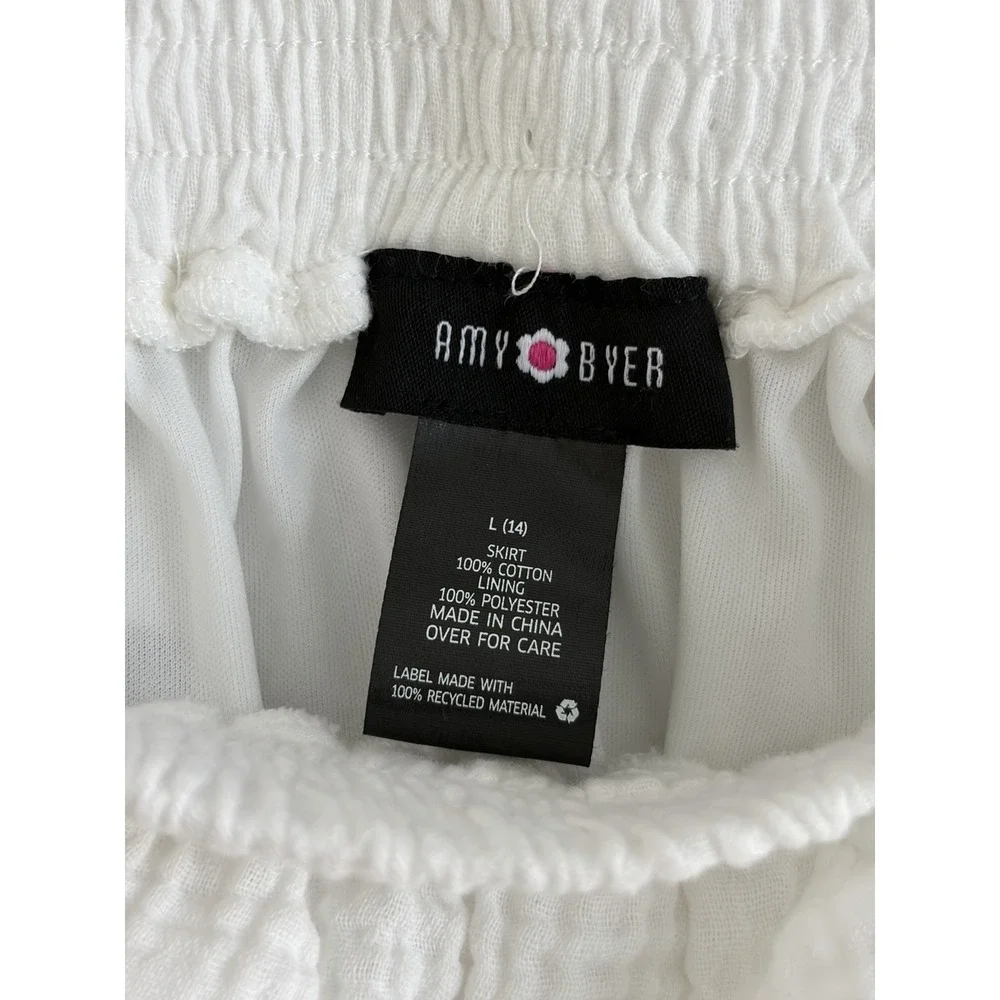 Amy Byer Girls White Ruffle Skirt Size L (14) CUTE!